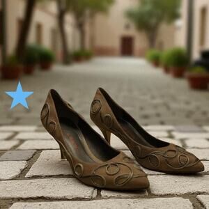 Sacha London Olive Green Suede Soutache Classic Pumps Heels 9.5 41